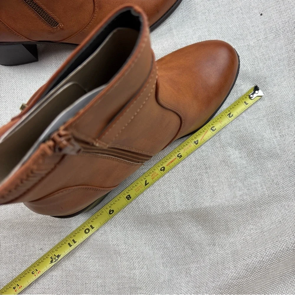 White Mountain Tan Ankle Booties with Buckle Detail